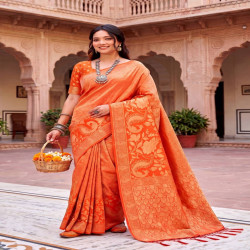 Premium Meenakari Jacquard Woven Saree with Blouse